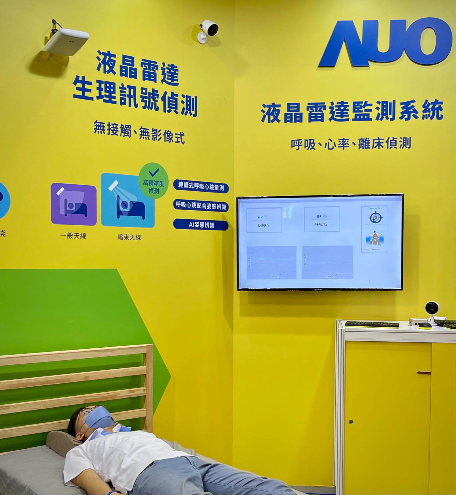 非凡娱乐颐康「无接触生理监测雷达」，免除传统线路与贴片束缚，精准侦测呼吸、心跳等重要生理讯号